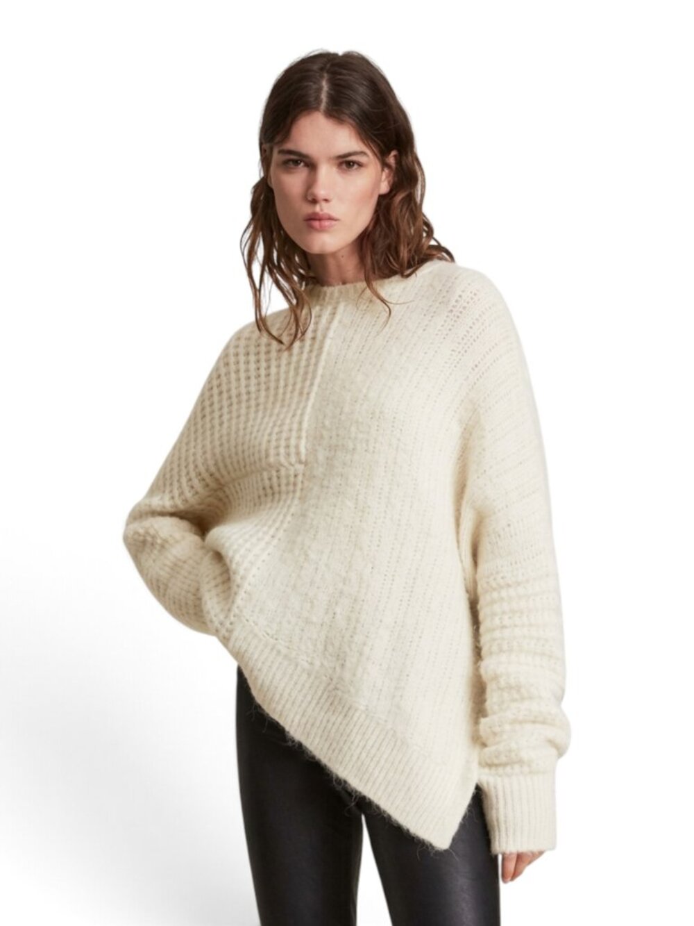 All Saints Selena Jumper Sweater Ivory White Alpaca Wool Blend Knit Pullover S